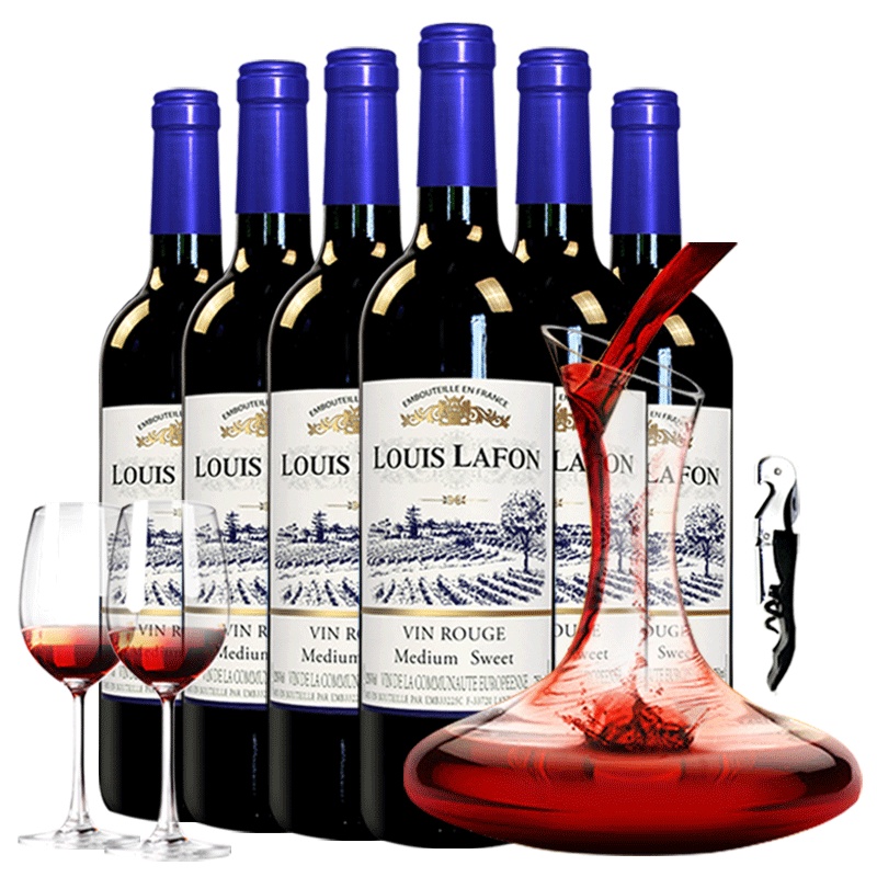 法国进口红酒 路易拉菲半甜红葡萄酒整箱750mL*6瓶