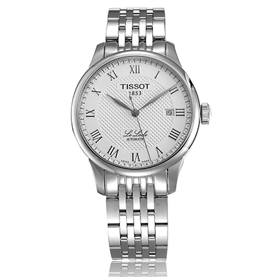 天梭(TISSOT)力洛克系列自动机械白盘钢带男士手表正装时尚手表T41.1.483.33