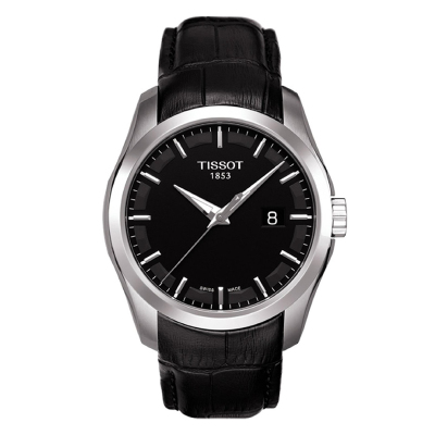 天梭(TISSOT)库图系列石英男士手表男表真皮皮革T035.410.16.051.00瑞士正品