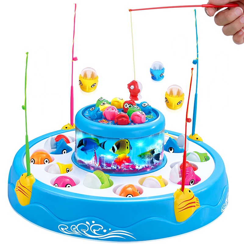 儿童钓鱼玩具 大号电动音乐磁性捕鱼台 宝宝启蒙早教益智玩具1-2-3岁 锻炼孩子的动手能力和专注力 3D仿真海底世界