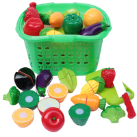 水果切切看玩具 儿童过家家玩具蔬菜水果切切乐 男女孩启蒙益智玩具 宝宝生日礼物2-3-5-6岁 14件套装送菜篮子