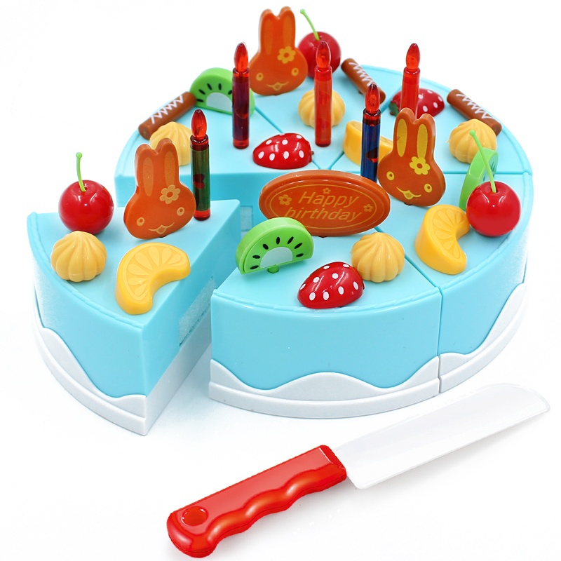 儿童过家家仿真生日蛋糕玩具 宝宝益智动手仿真水果切切乐DIY37件套装 小号切蛋糕玩具 小女孩创意玩具3-6岁