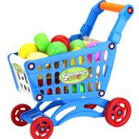 大号过家家仿真购物车 手推车含配件蔬菜水果 宝宝玩具1-3-6岁儿童早教玩具超市购物车套装 蓝色