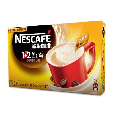 Nescafe雀巢咖啡速溶1+2奶香三合一咖啡450g(30条*15g)盒装(日期到5月20日)