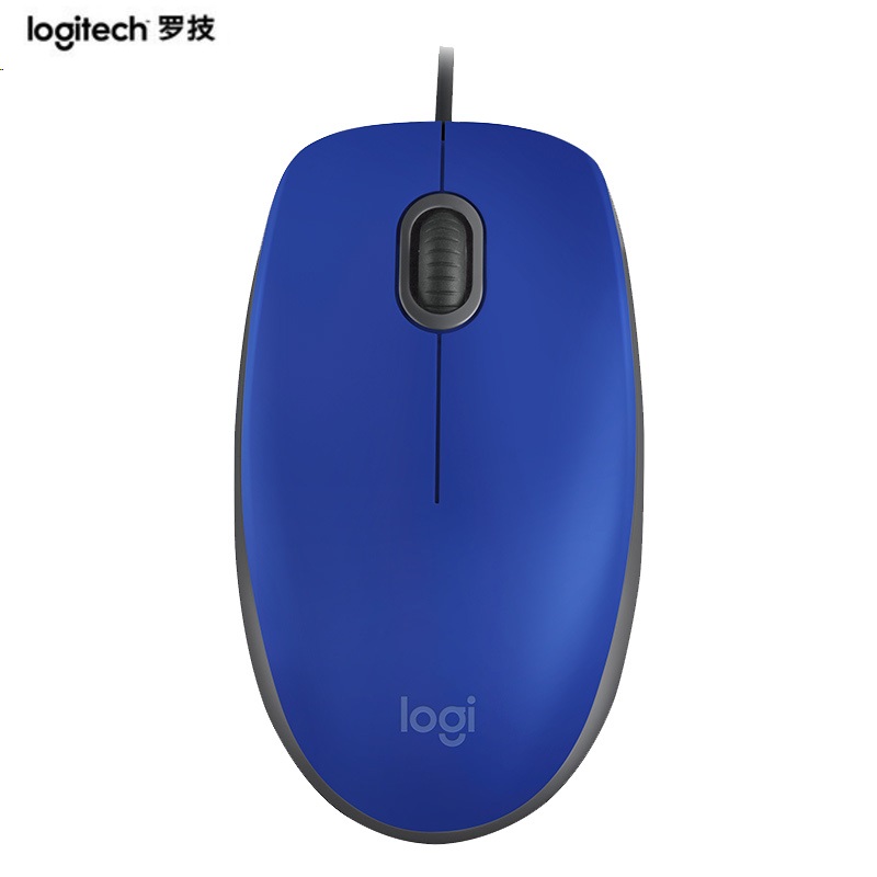 罗技( Logitech) M110有线静音鼠标USB笔记本台式电脑游戏家用办公光电男女左右手蓝色三年质保