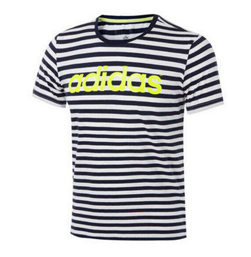 阿迪达斯T恤男2016夏季新款运动生活条纹圆领透气NEO短袖AJ7551