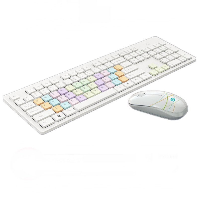 富德1600无线套装2.4G键盘鼠标套件商务办公笔记本一体机电脑无限 白色无线套装