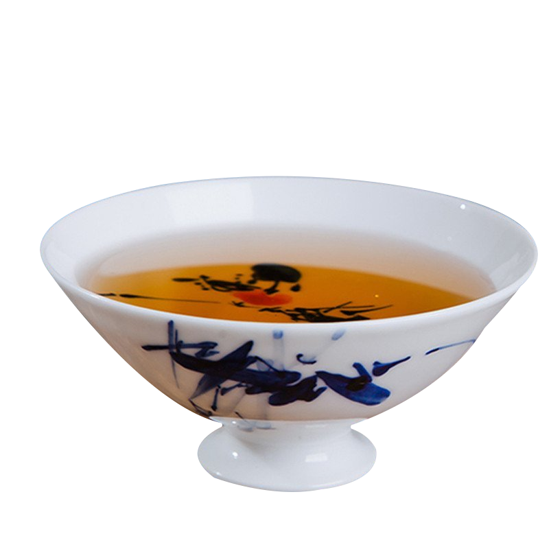 景德镇青花瓷小茶杯茶盏 手绘单杯薄胎普洱茶碗陶瓷茶杯品茗杯兰花安全包装