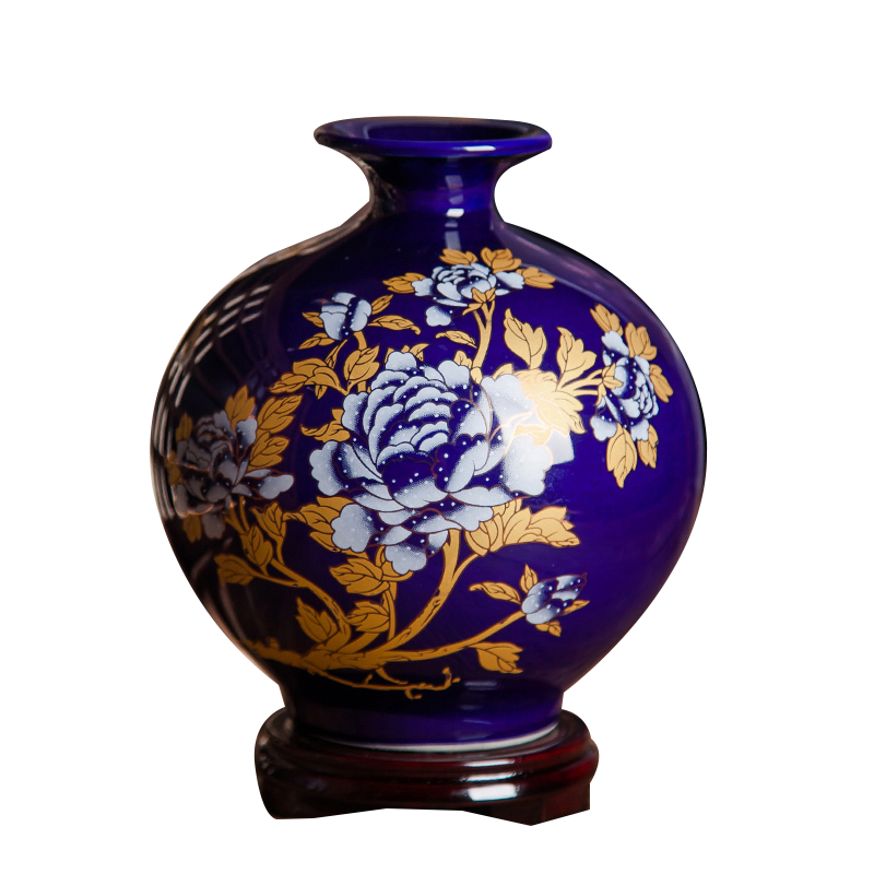 彩帮景德镇陶瓷花瓶摆件客厅插花花器乌金釉瓷器现代中式家居装饰品11