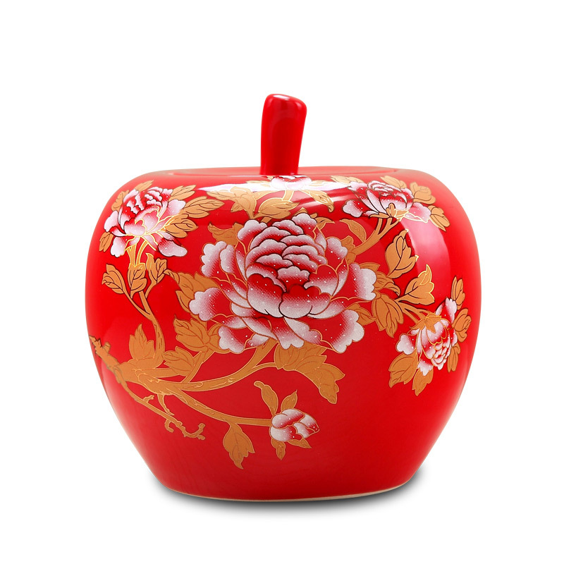 景德镇陶瓷器艺术品中国风红色花插花瓶小号客厅个性结婚礼物摆件8