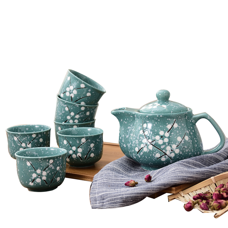 陶瓷茶具套装喝茶泡茶茶壶茶杯套装手绘餐厅家用结婚礼物 绿色