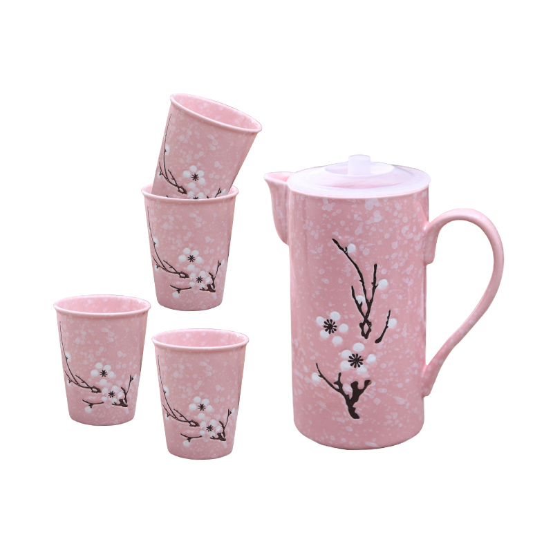 陶瓷水具茶具套装陶瓷创意冷水壶套装耐高温家用凉水壶套装杯具礼盒装 粉色