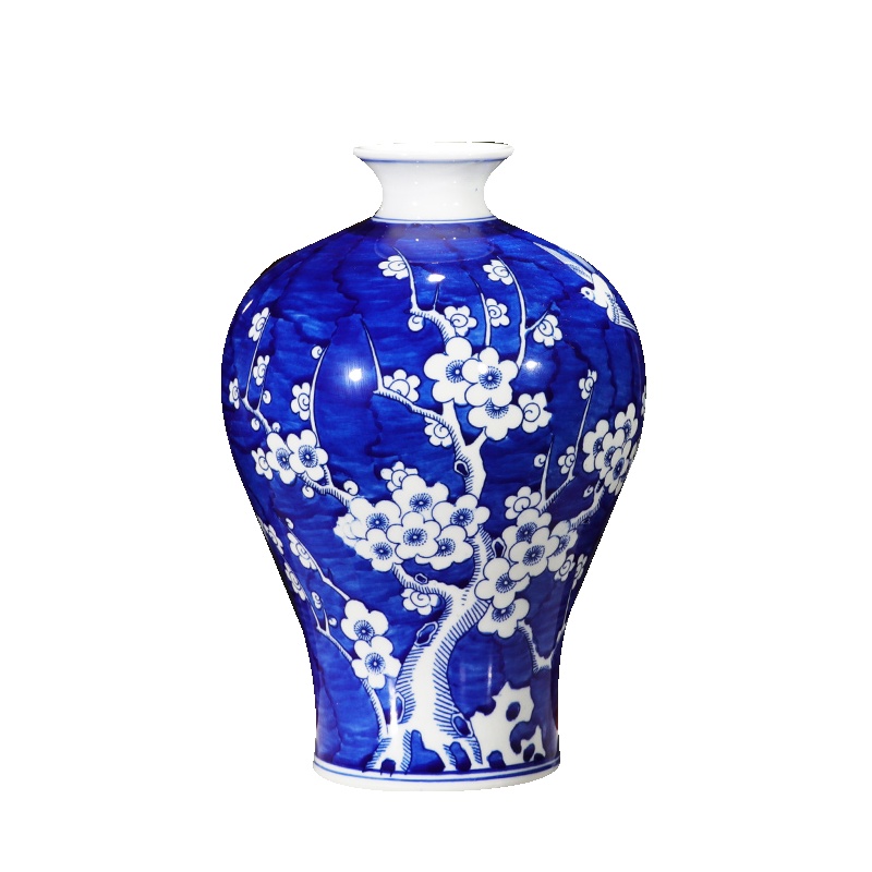 彩帮陶瓷花瓶景德镇陶瓷器摆件客厅插花蓝色瓷瓶子中式家居酒柜装饰品摆设