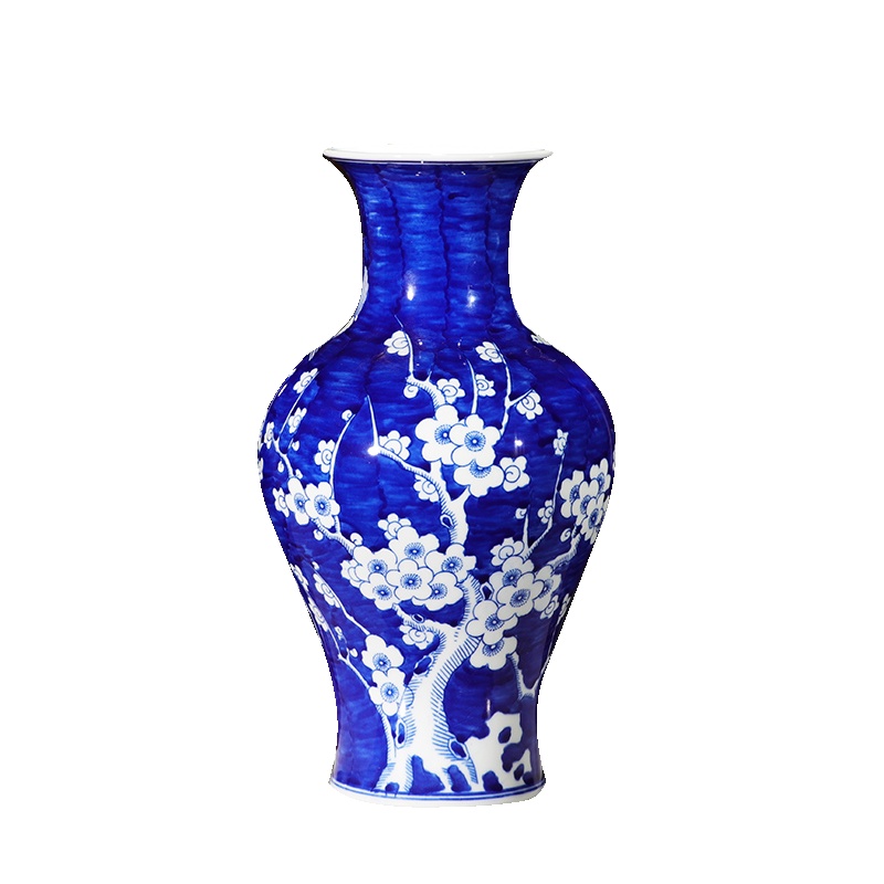 彩帮青花花瓶景德镇陶瓷器摆件客厅插花蓝色瓷瓶子中式家居酒柜装饰品