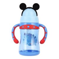 迪士尼儿童3D造型手柄学饮吸管水杯男女童幼儿宝宝水壶 300ml 带刻度 蓝色米奇