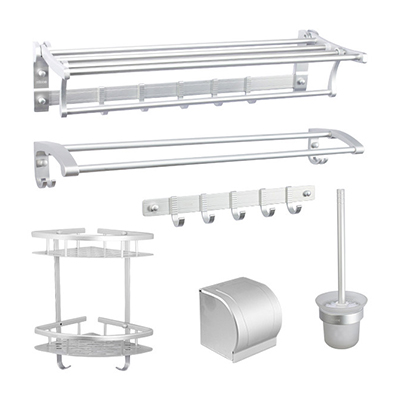 四季沐歌太空铝毛巾架浴巾架浴室卫浴五金套件套装卫生间折叠置物架