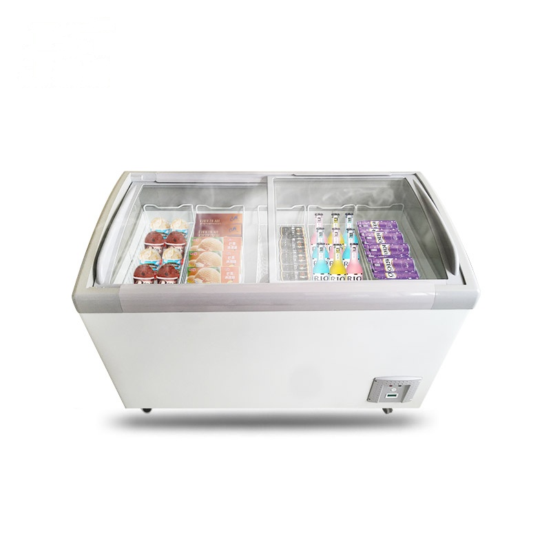 捷盛(JS)SD/SC-308Y 308升白色圆弧玻璃门卧式冷柜 冷藏冷冻转换柜 冰淇淋冷柜 雪糕饮料展示柜 茶叶柜