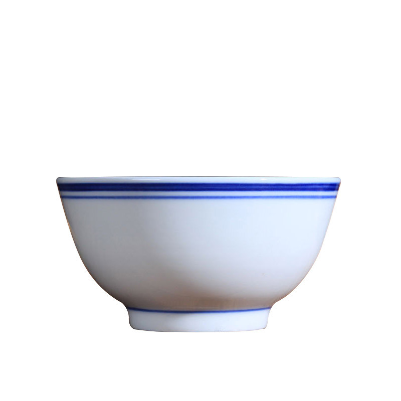 LICHEN景德镇青花蓝边4.5英寸碗 釉下彩陶瓷餐具米饭碗 微波炉适用
