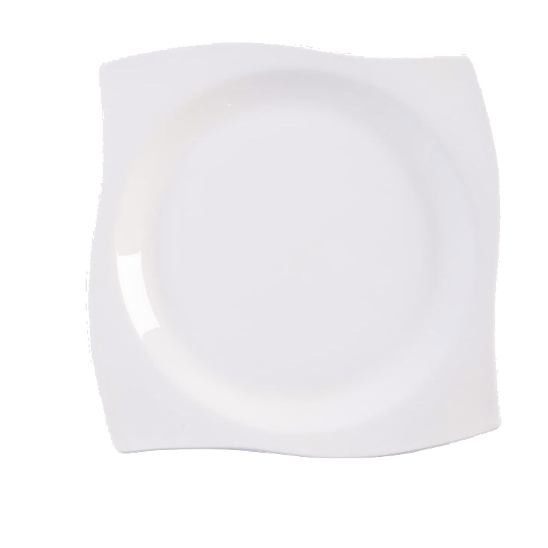 LICHEN景德镇纯白陶瓷盘/碟 骨瓷异形盘西餐盘创意糕点盘菜盘 直径20厘米x高1.8厘米浅盘