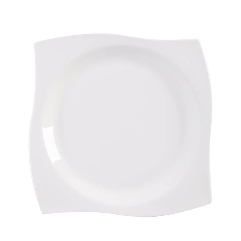 景德镇纯白陶瓷盘 骨瓷异形盘西餐盘创意糕点盘菜盘 直径23厘米x高3.3厘米深盘