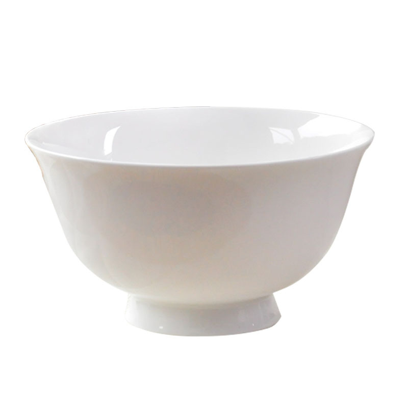 景德镇陶瓷碗6英寸高脚饭碗面碗防烫汤碗家用骨瓷纯白色简约骨瓷餐瓷器