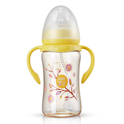 法国尚恩进口PPSU新生儿宽口径带手柄自动吸宝宝奶瓶300ml-黄色