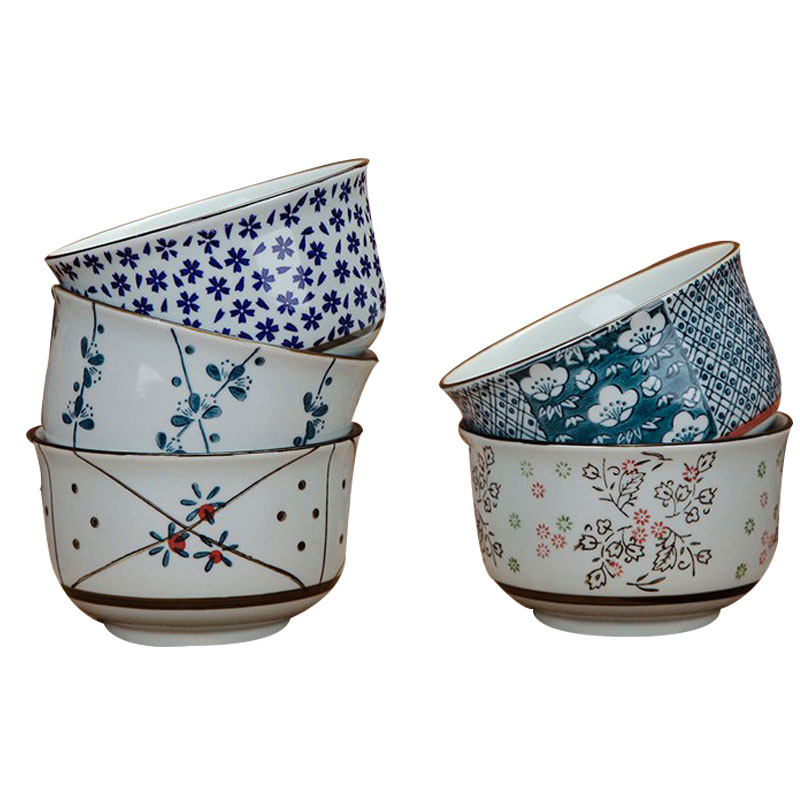瓷物语陶瓷碗米饭碗5个套装 景德镇日式碗礼品套装韩碗满园