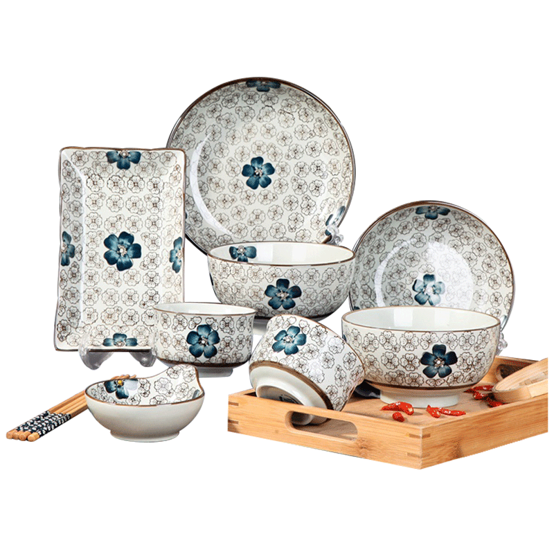 瓷物语日式釉下彩景德镇陶瓷餐具盘碗碟陶瓷餐具套装家用两人套装餐具红富贵