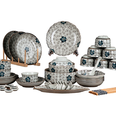 瓷物语7英寸和风式盘子青花果盘汤盘景德镇陶瓷餐具(4色套装)
