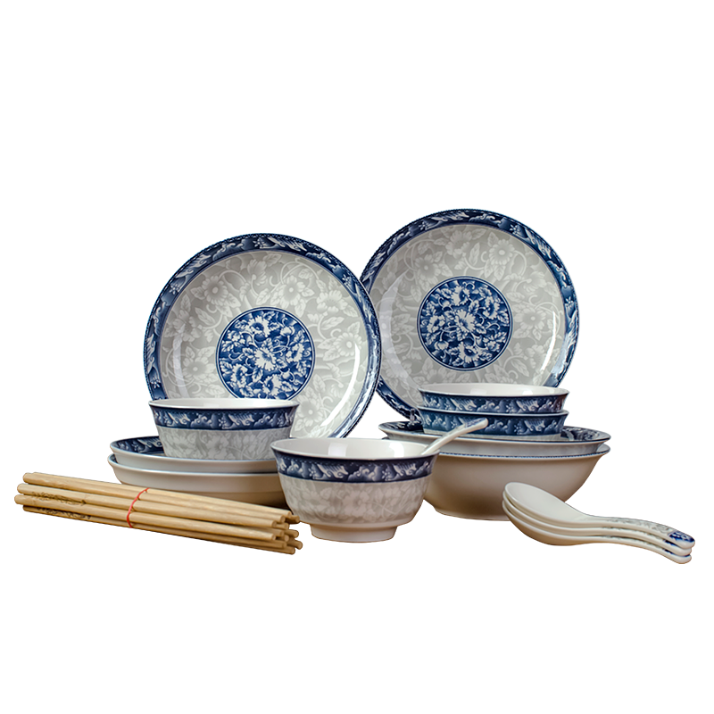 瓷物语碗碟套装36头釉下彩菜盘子日式陶瓷简约家用餐具