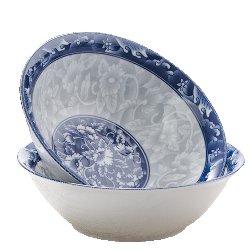瓷物语青花瓷斗笠碗7英寸日式家用拉面碗大号汤碗吃饭碗泡面碗陶瓷餐具（2只）