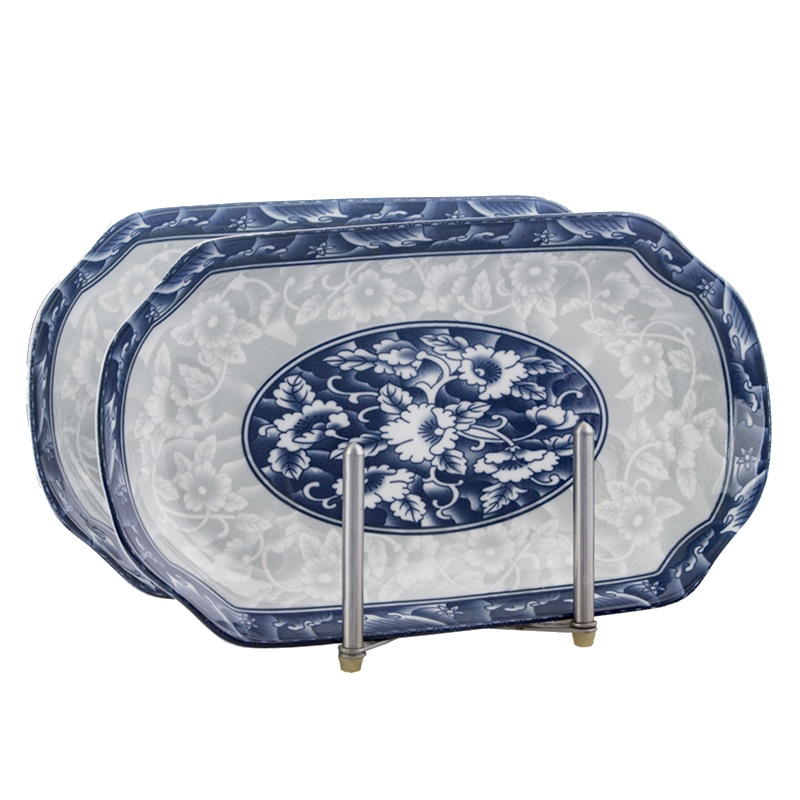 瓷物语大号鱼盘釉下彩长方形 创意日式餐具陶瓷家用蒸烤菜鱼盘子1个装