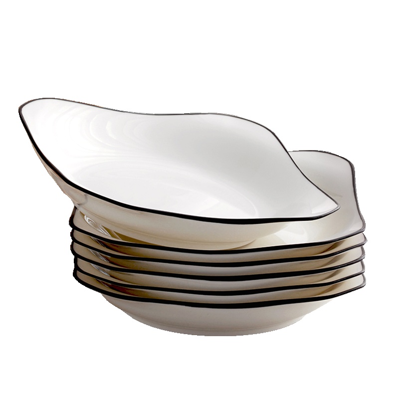 瓷物语(8英寸4只装)方形陶瓷盘碟套装欧式家用盘子骨瓷碟陶瓷盘子