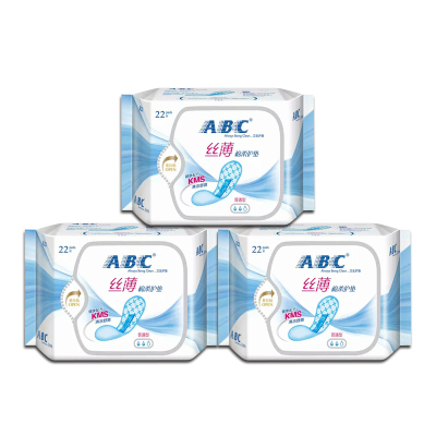 ABC卫生护垫普通流量型超薄棉柔表层22片3包