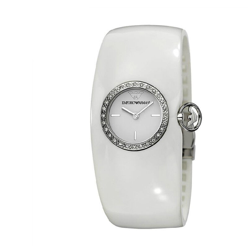 阿玛尼(EMPORIO ARMANI)手表 欧美品牌时尚硅胶表带女士石英表 AR0740