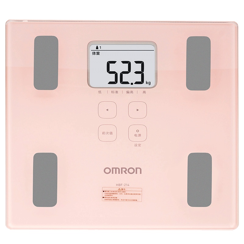欧姆龙(OMRON) 体脂秤 脂肪测量仪 体重秤 脂肪秤 HBF-214 粉红色