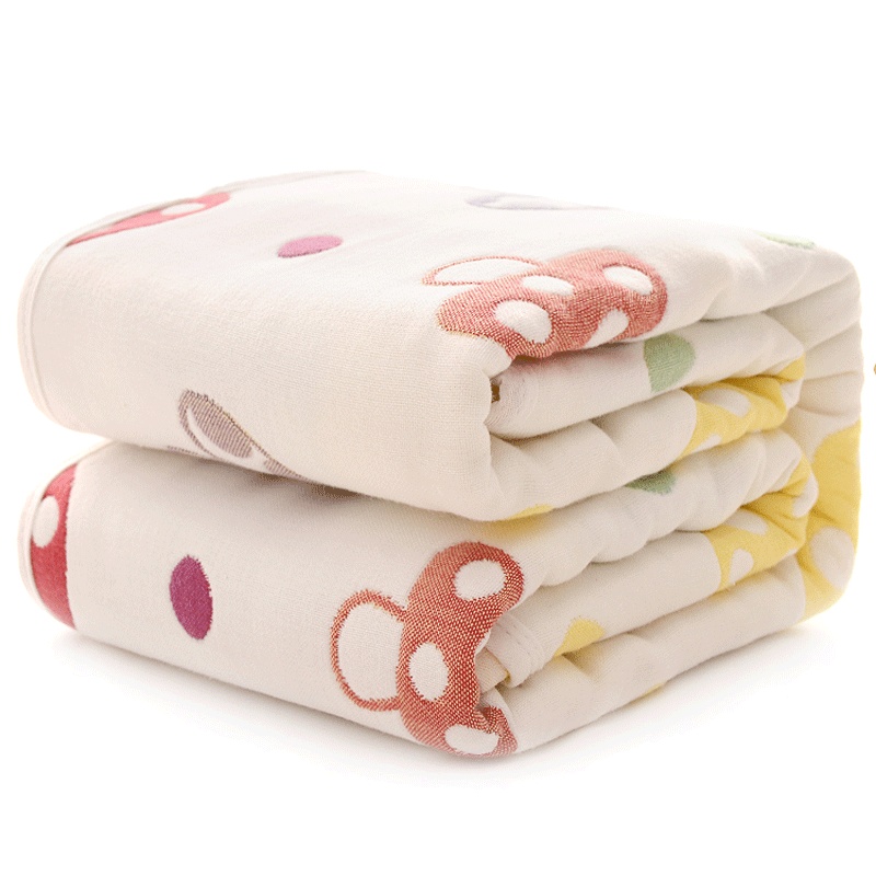 婴儿宝宝儿童毛巾被盖毯6层纱布柔软大浴巾童被加厚简约小清新多款多色可选