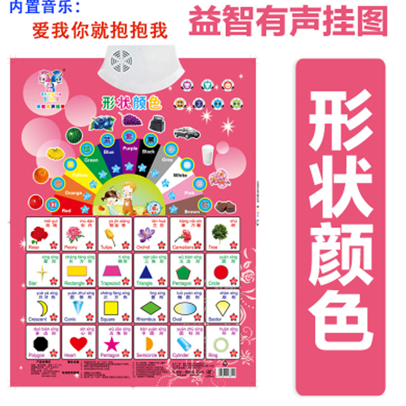 凹凸发声-形状-汉语拼音字母表宝宝看图识字有声挂图玩具声韵母认读早教发声卡片可爱卡通