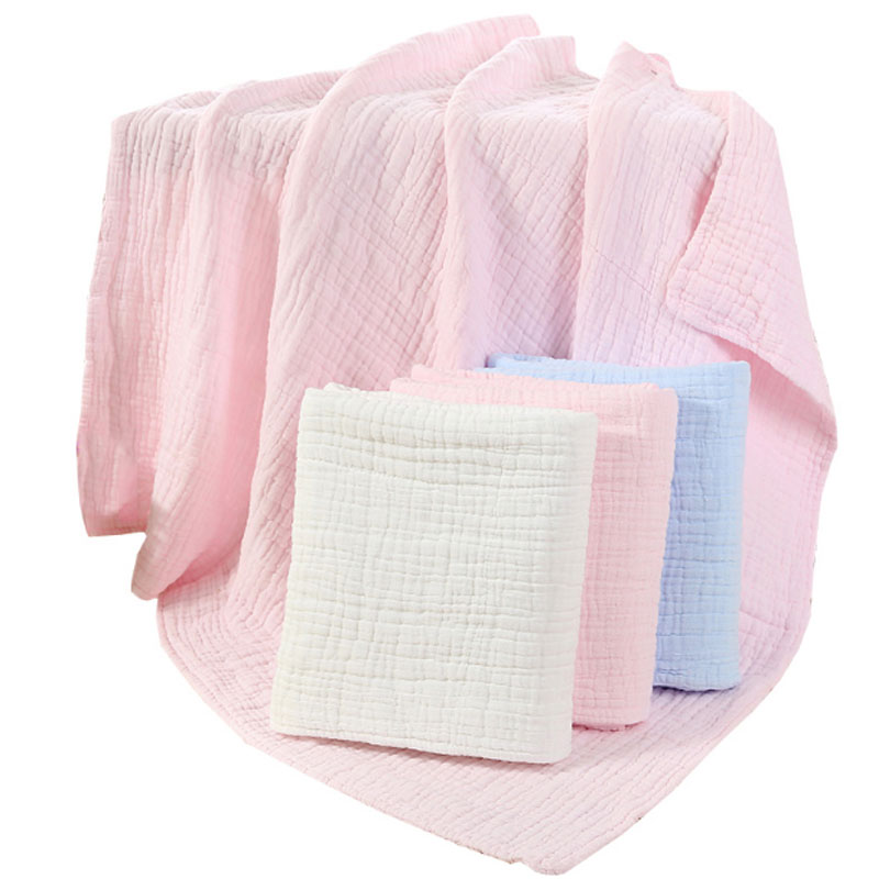 棉纱布婴儿新生儿洗澡巾宝宝儿童毛巾被盖毯盖被春夏季空调被多用途素色多色男宝女宝通用浴巾