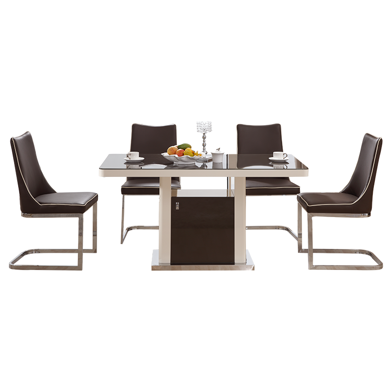 左右餐桌椅组合 简约现代餐厅家具套装钢化玻璃饰面餐台饭桌DJW012E+Y