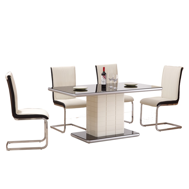 左右现代简约餐桌椅组合餐厅配套烤漆钢化玻璃饭桌餐台DJW016E-2