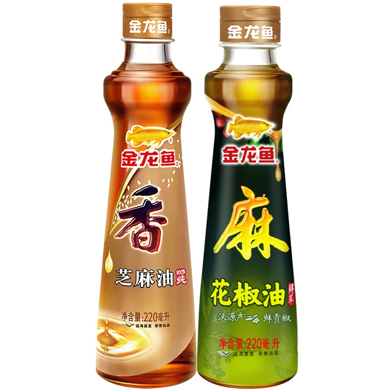 金龙鱼花椒油220ml+芝麻油220ml家用组合厨房调料油火锅调味料