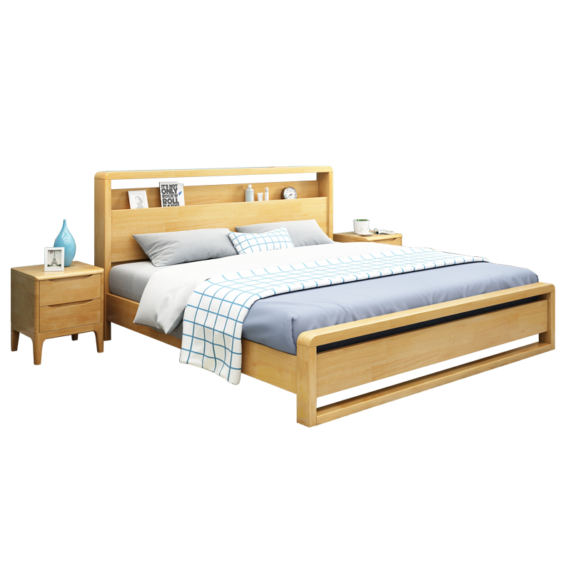 天惠子 北欧实木床 欧式木质1.5m小户型床1.8m经济型双人床主卧床