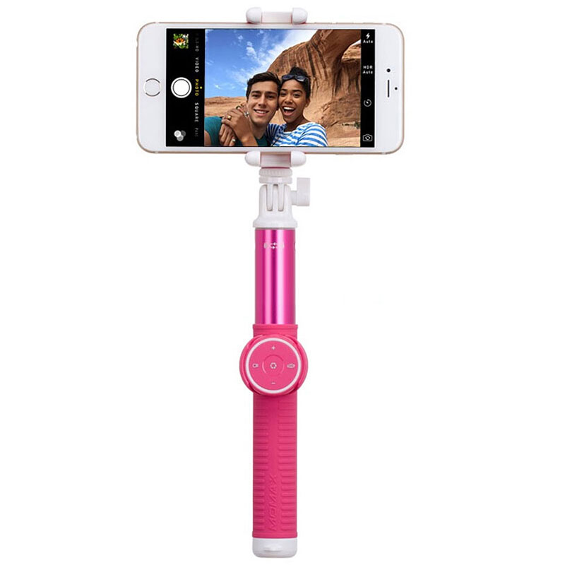 摩米士(MOMAX) 蓝牙自拍杆 旅游自拍神器 一体式折叠自拍杆苹果三星安卓手机Selfie Hero 100CM粉色