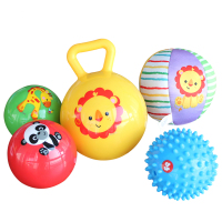 费雪婴儿手抓球3-6-12个月宝宝训练球皮球按摩球捏捏球玩具球套装F0906