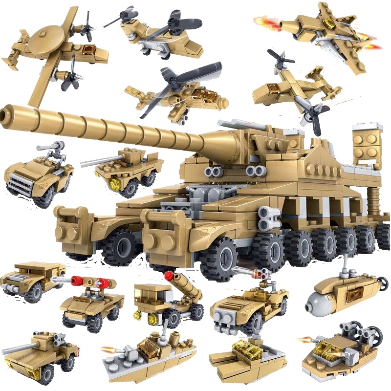 开智兼容乐高儿童积木玩具军事坦克战车拼插塑料小颗粒 6岁以上男孩益智玩具84031雷霆战火16合1 500块以上
