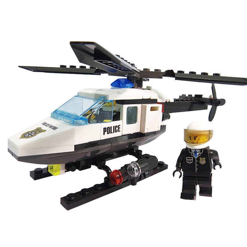 开智兼容乐高警察玩具车积木 益智玩具拼插积木拼装塑料小颗粒玩具益智儿童玩具6岁以上 6729警察直升机 100-200块