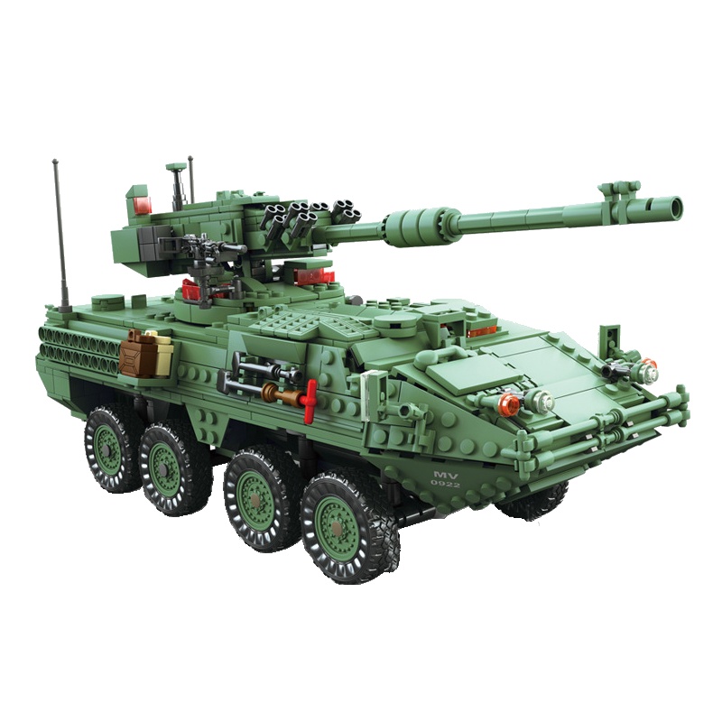 开智兼容乐高坦克模型10001斯崔克轮式机动火炮[1672粒] 军事拼装塑料小颗粒积木6岁以上儿童益智玩具 500块以上