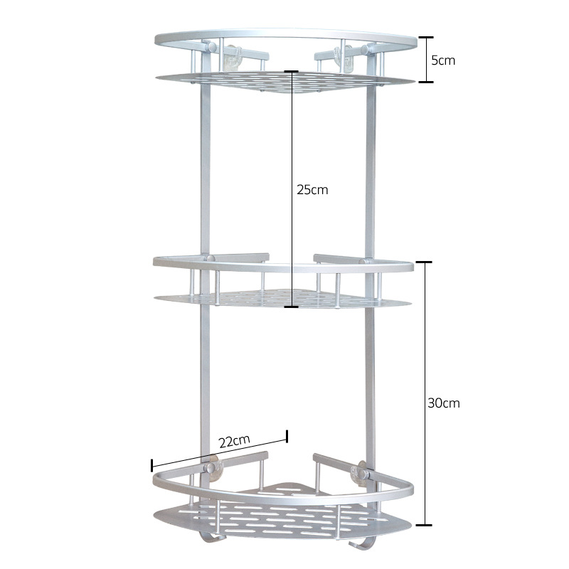 免打孔浴室置物架卫生间壁式厕所收纳壁挂无痕吸盘式三角置物架长方形浴室架整理收纳架