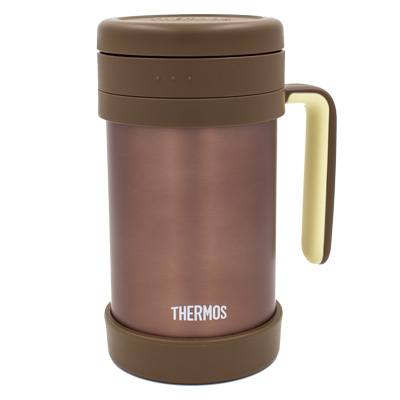 膳魔師(THERMOS)保温杯TCMF-500办公杯304不锈钢500ML硅胶茶漏水杯茶杯办公杯便携红棕色家用/通用